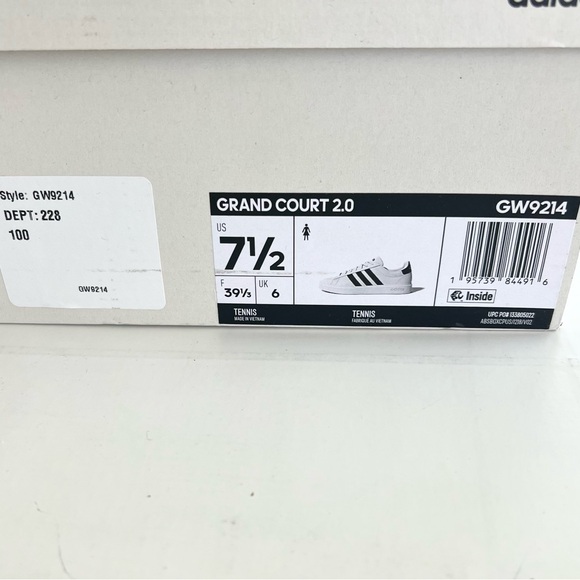 New ADIDAS Grand Court 2.0 Sneaker Shoes Women’s SIZE 7.5 White/Black - Picture 10 of 10